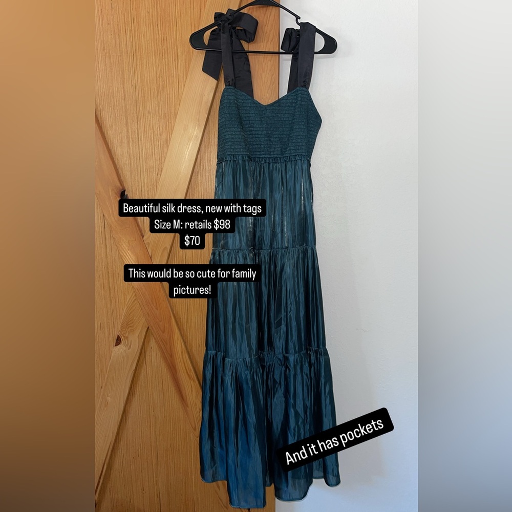 Elegant Teal Dress with Black Straps